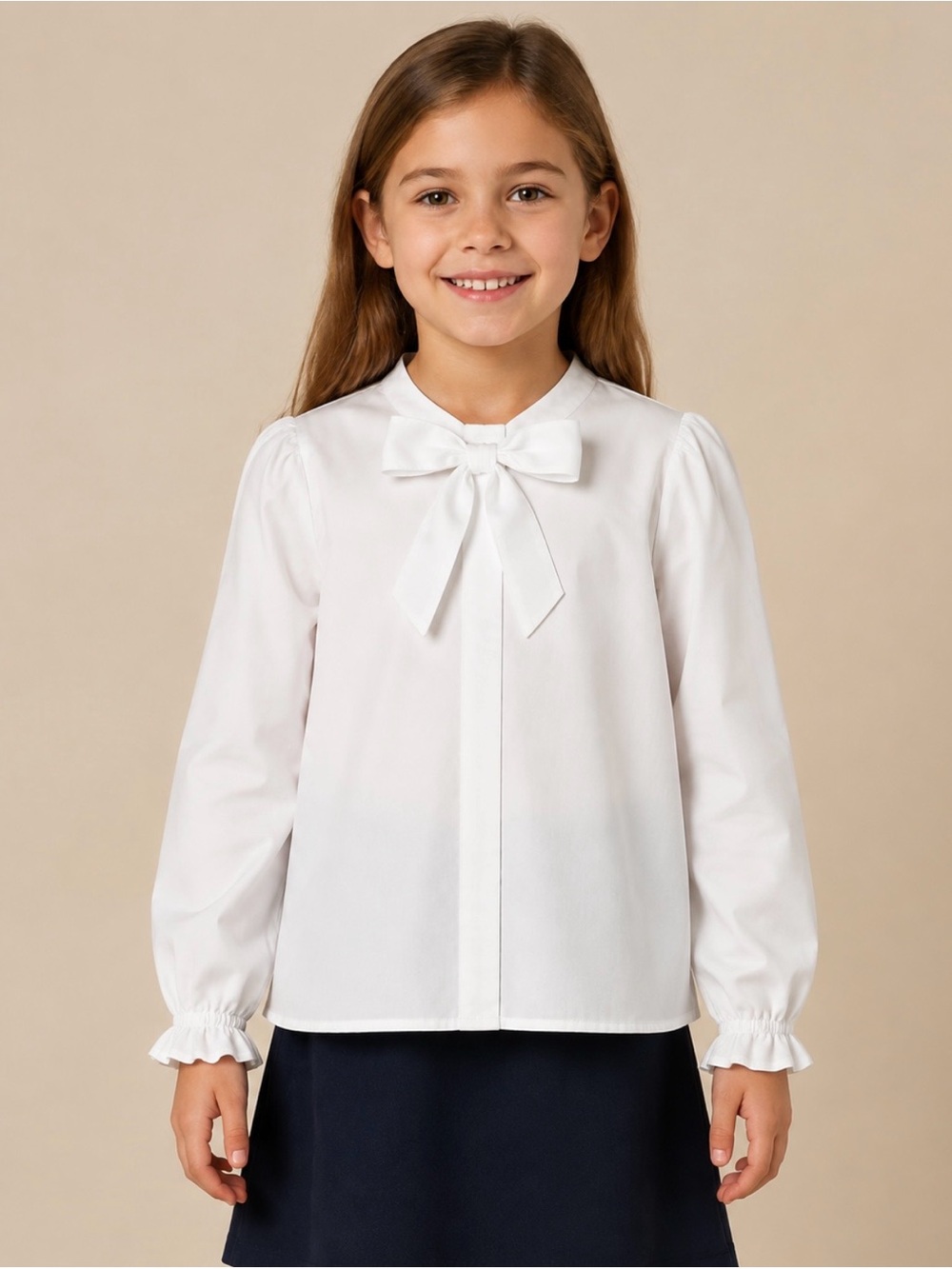 The Beaufort Bonnet Company White Bow-Front Long Sleeve Blouse